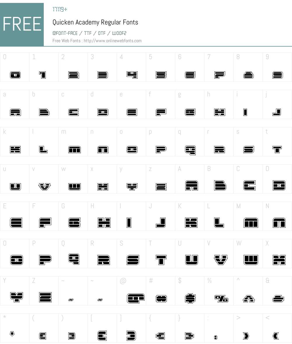 Quicken Academy Font Screenshots