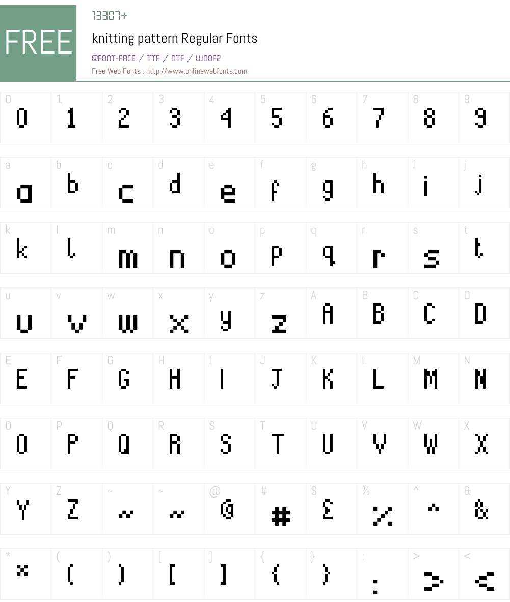 knitting pattern Font Screenshots