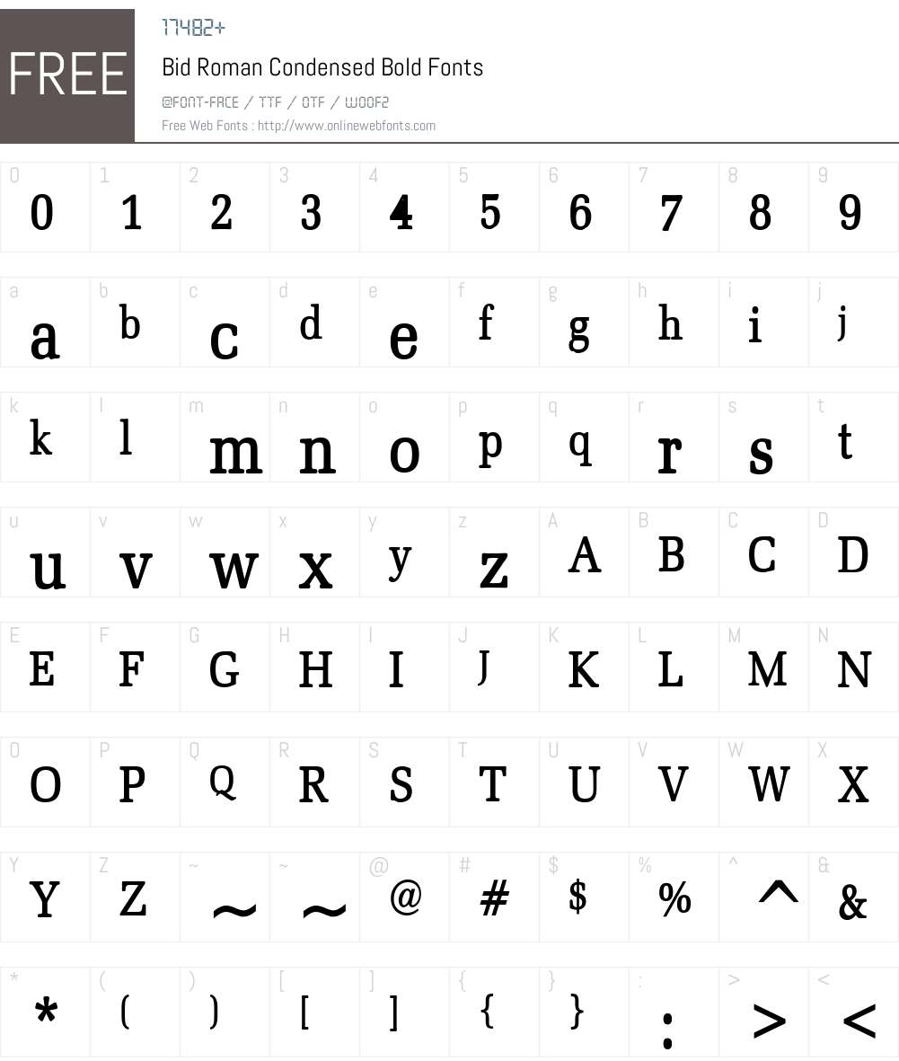 Bid Roman Condensed Font Screenshots