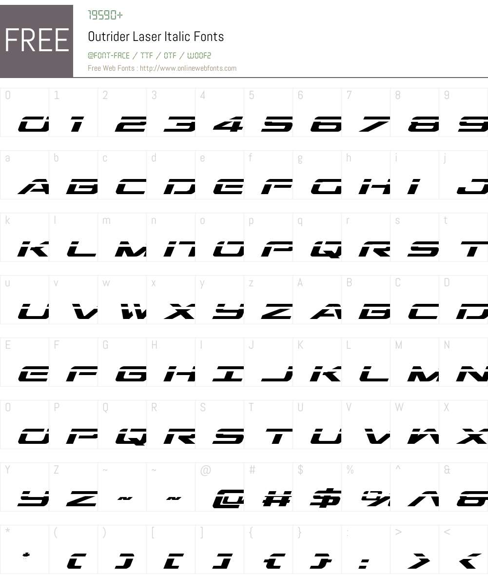 Outrider Laser Italic Font Screenshots