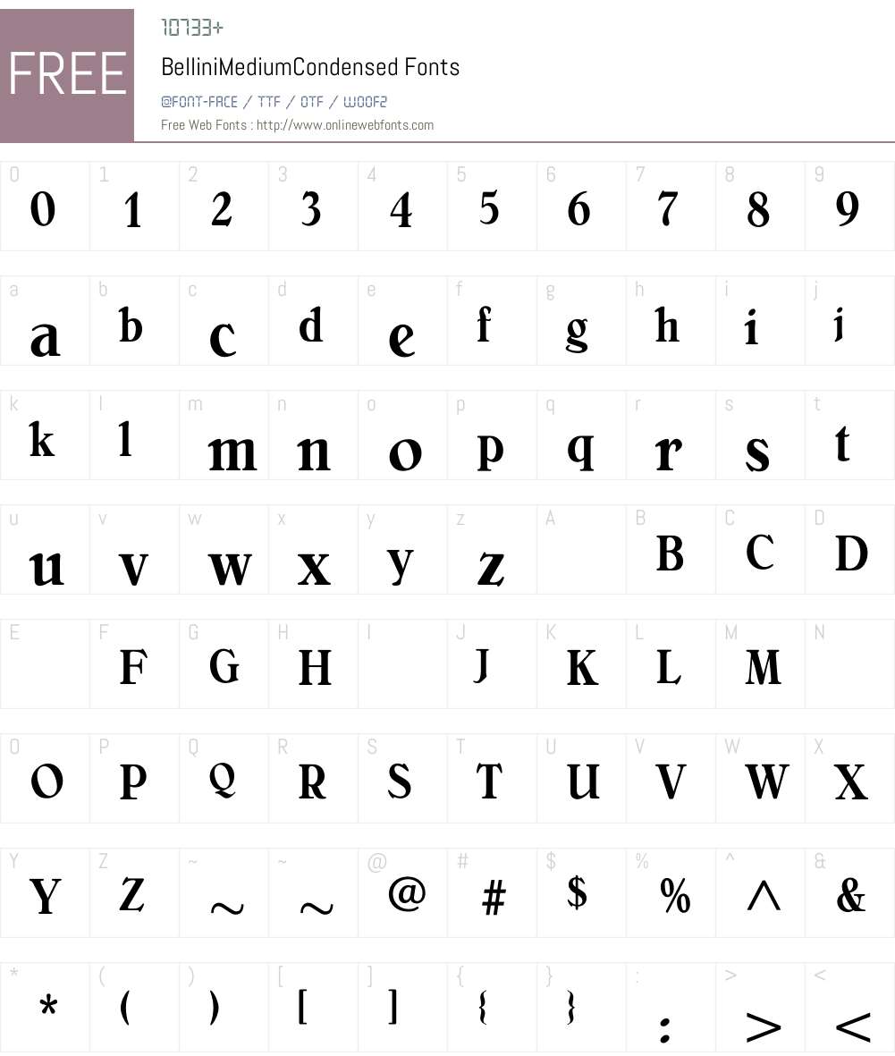 BelliniMediumCondensed Font Screenshots