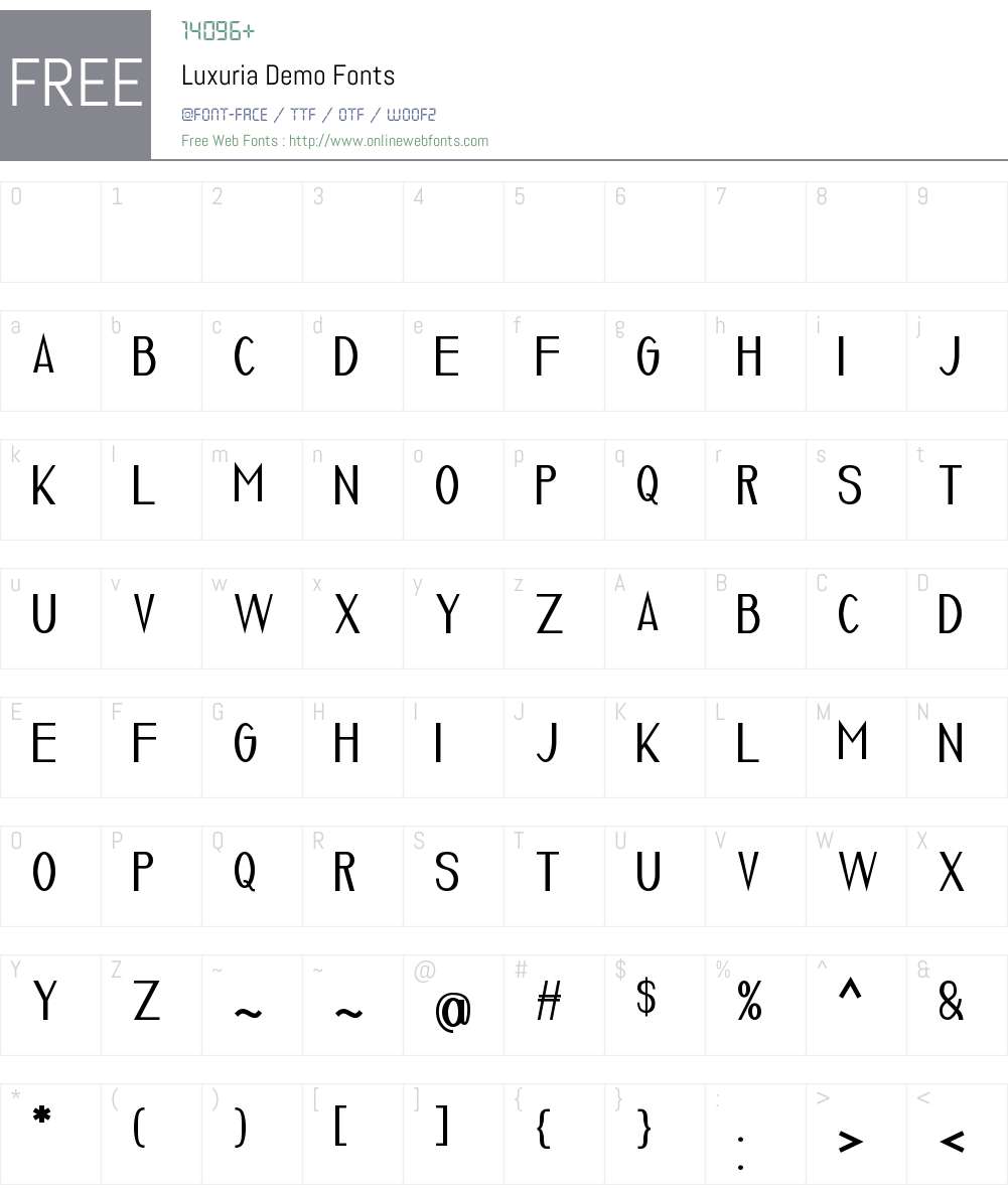 Luxuria Font Screenshots