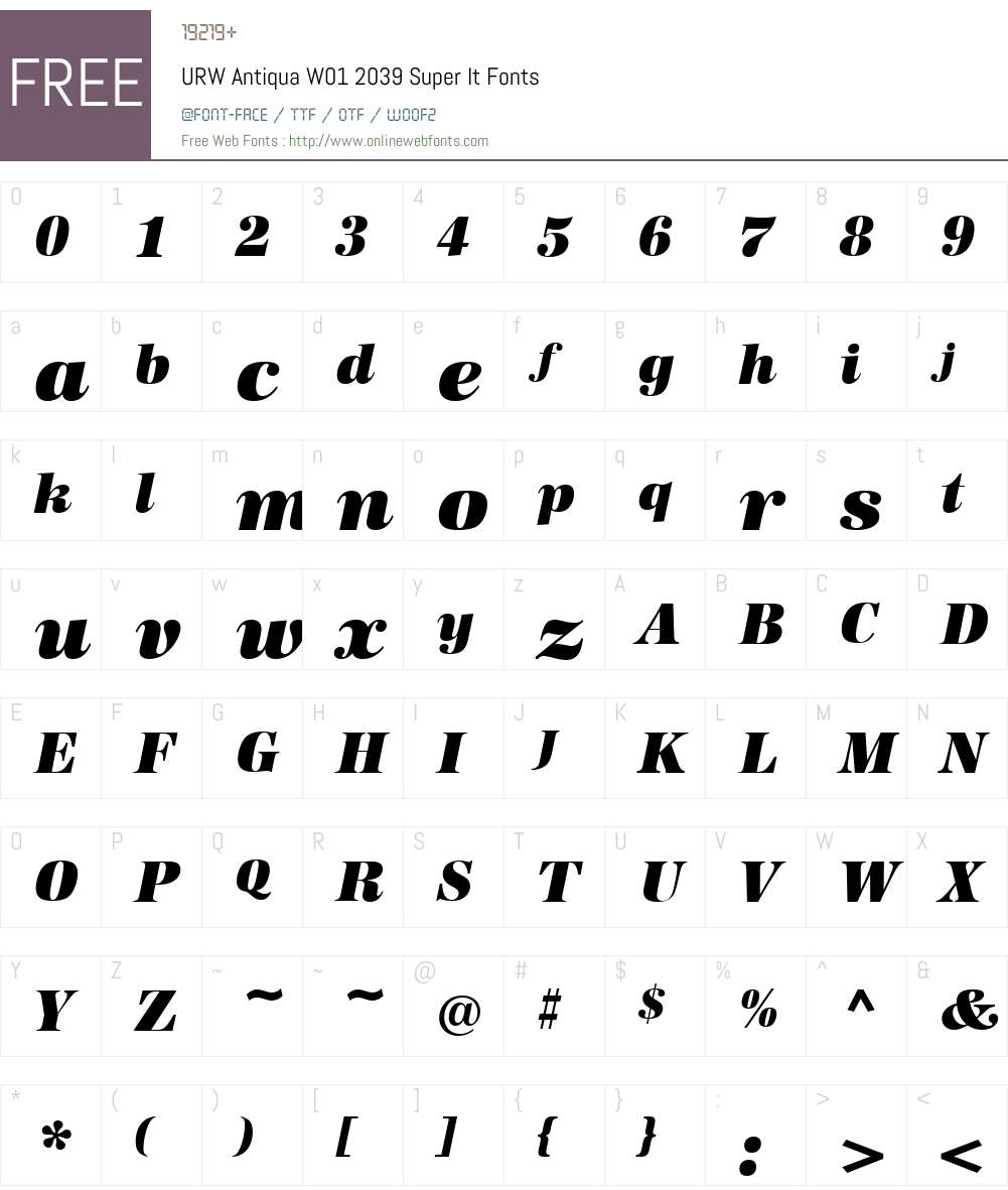 URWAntiquaW01-2039SuperIt Font Screenshots