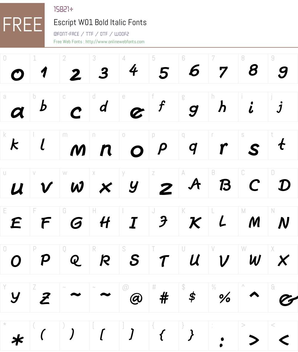 EscriptW01-BoldItalic Font Screenshots