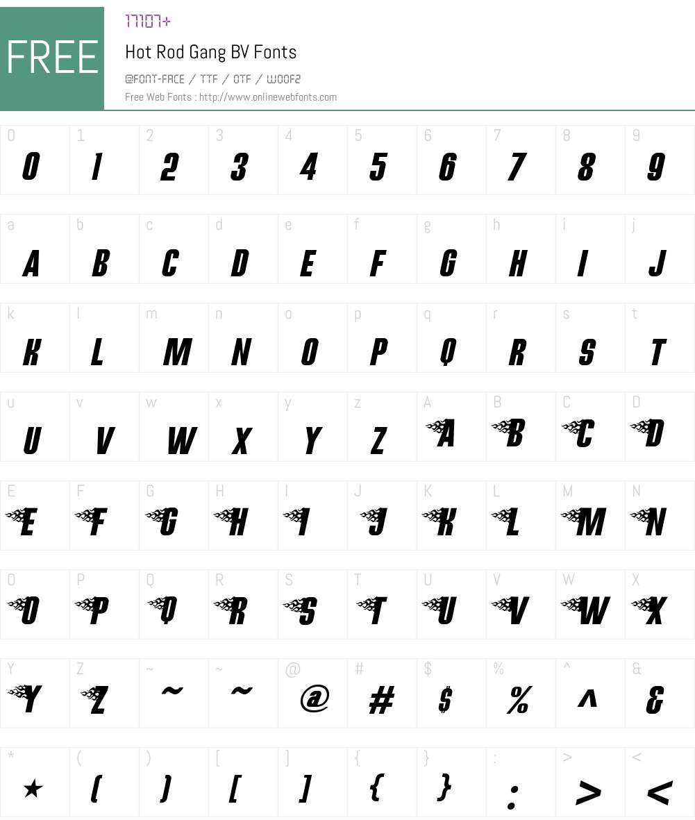 Hot Rod Gang BV Font Screenshots