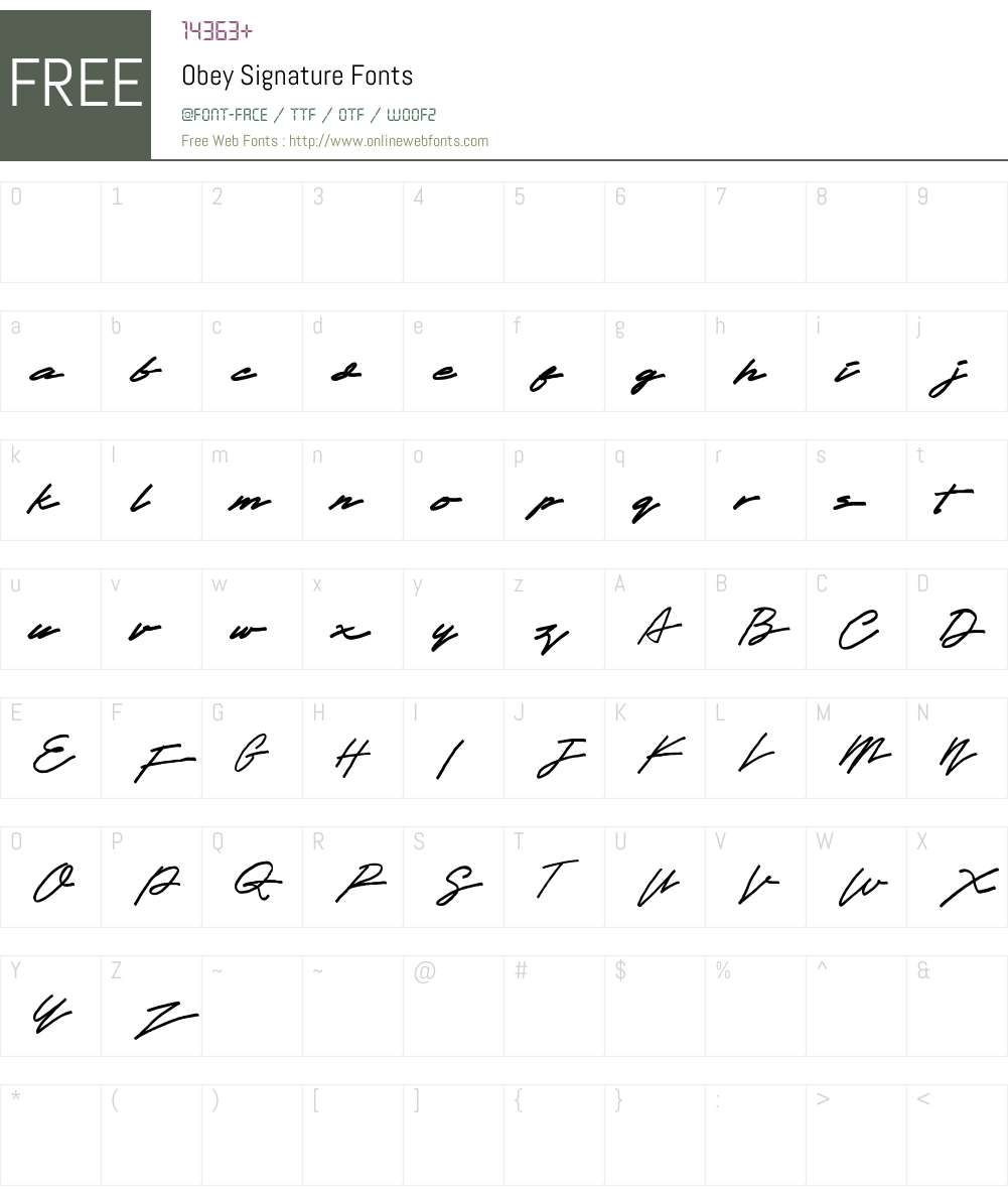Obey Signature Font Screenshots