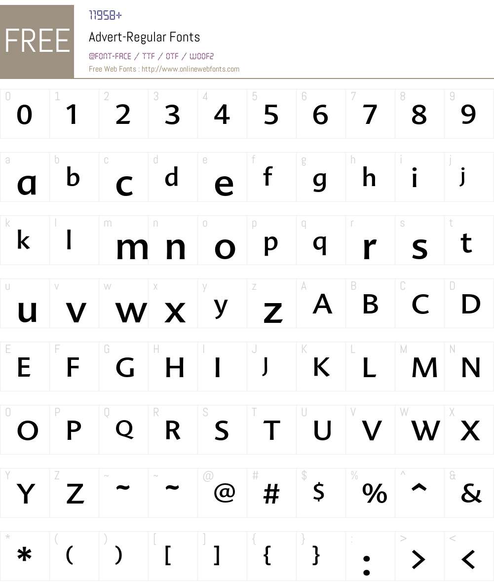 Advert Font Screenshots