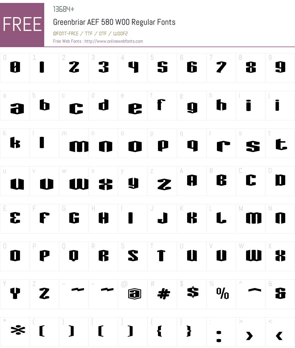 GreenbriarAEF580W00-Regular Font Screenshots