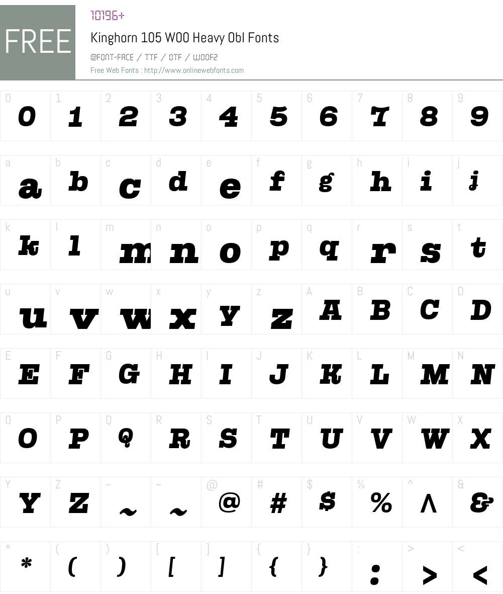 Kinghorn105W00-HeavyObl Font Screenshots