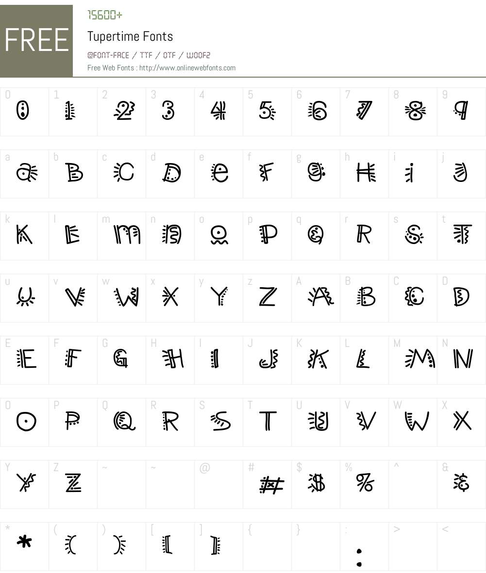 Tupertime Font Screenshots