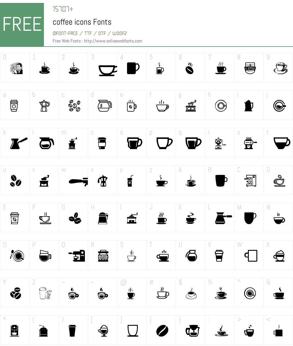 coffee icons Font Screenshots