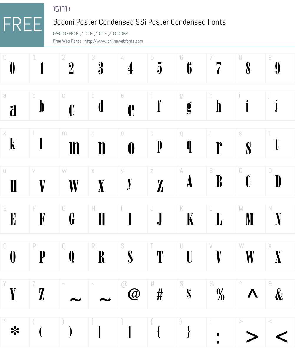 Bodoni Poster Condensed SSi Font Screenshots