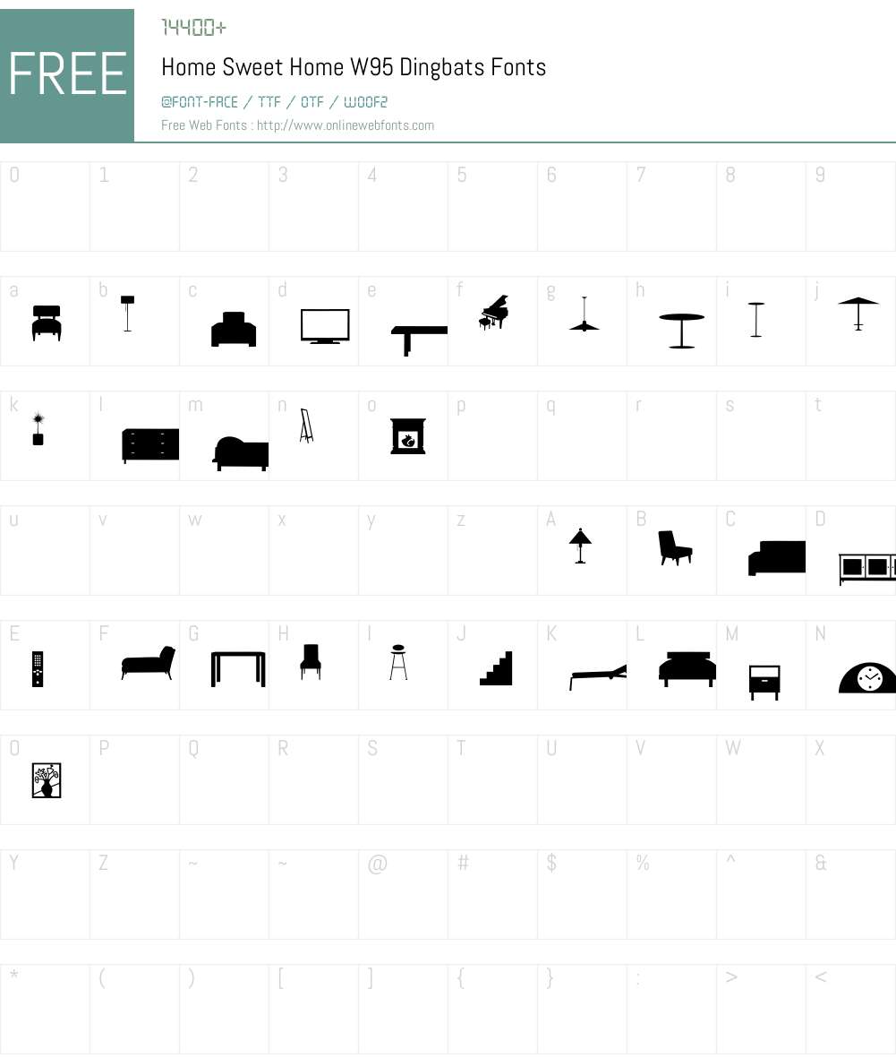 HomeSweetHomeW95-Dingbats Font Screenshots