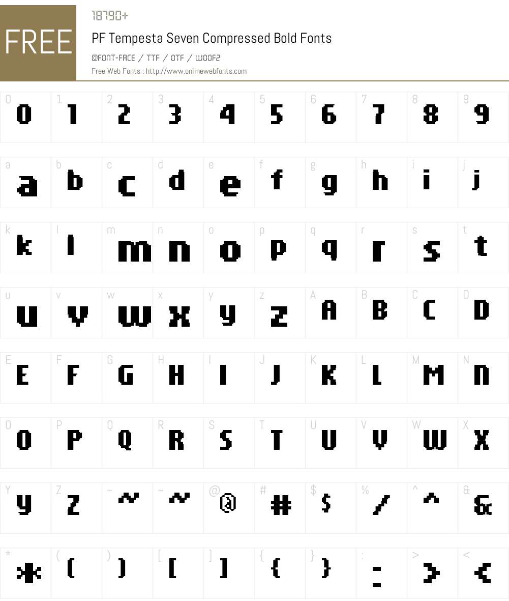 PF Tempesta Seven Compressed Font Screenshots
