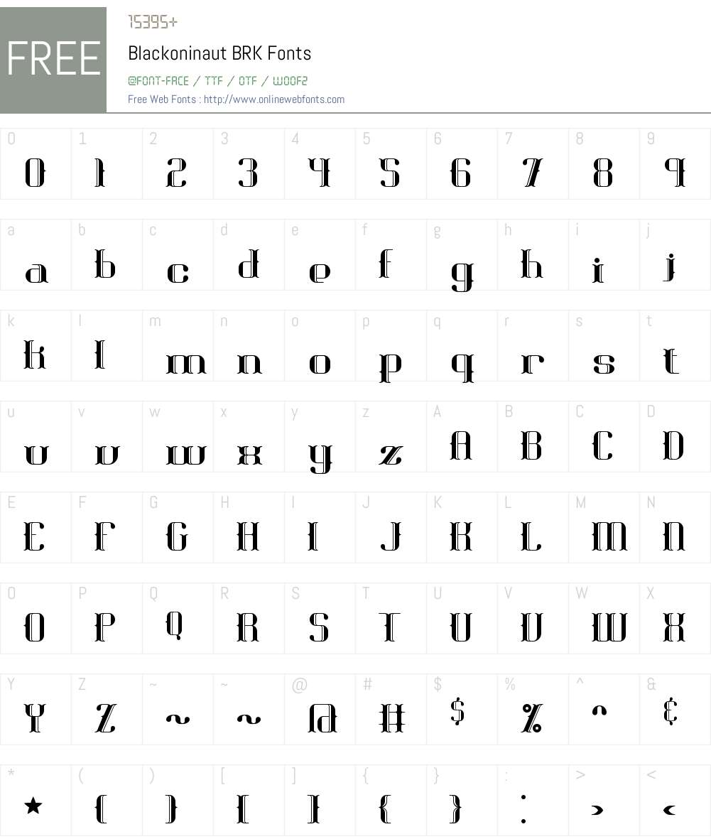 Blackoninaut BRK Font Screenshots