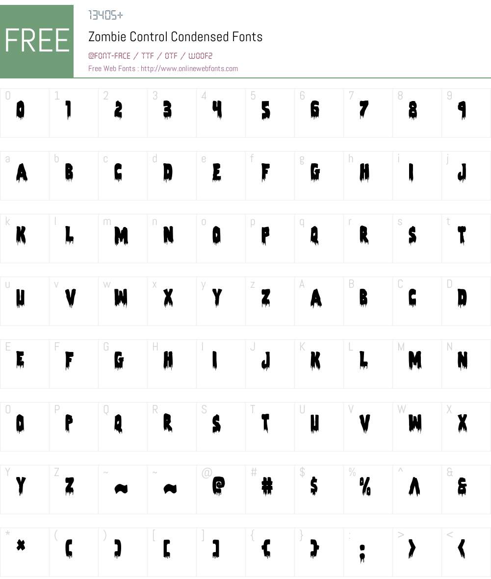 Zombie Control Condensed Font Screenshots