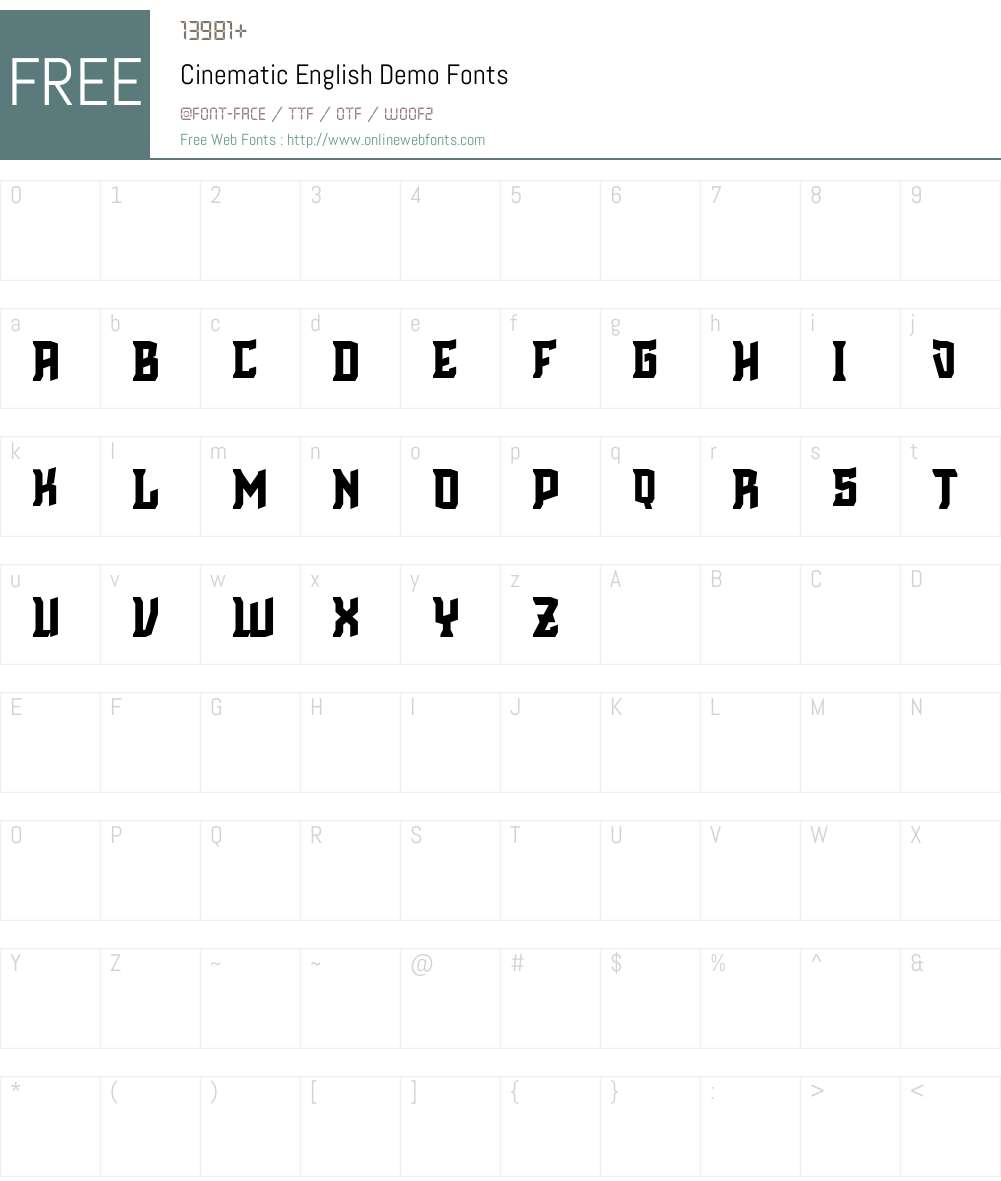 Cinematic English Demo Font Screenshots