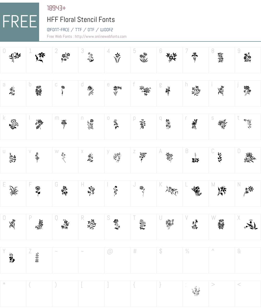 HFF Floral Stencil Font Screenshots