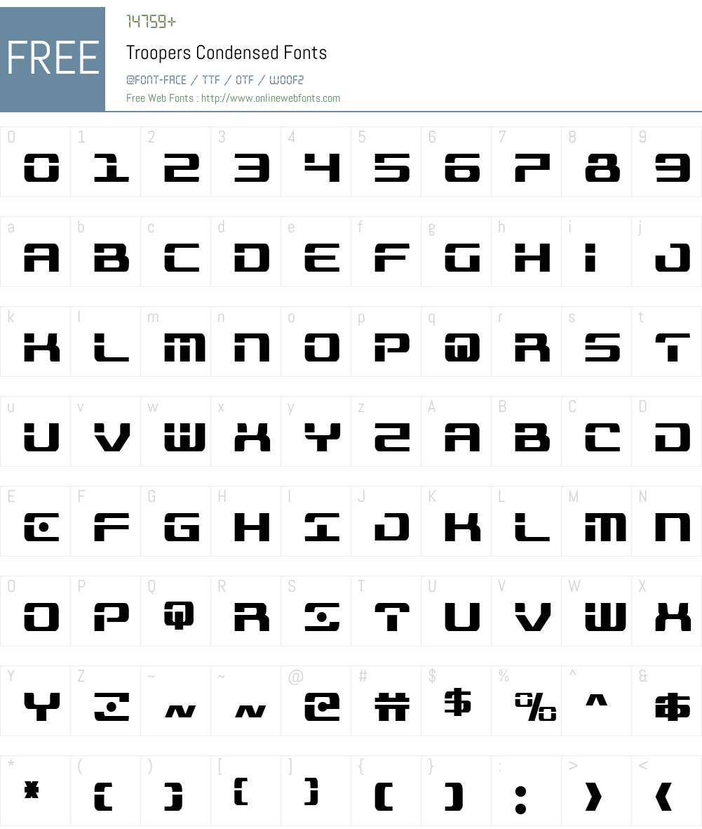 Troopers Condensed Font Screenshots