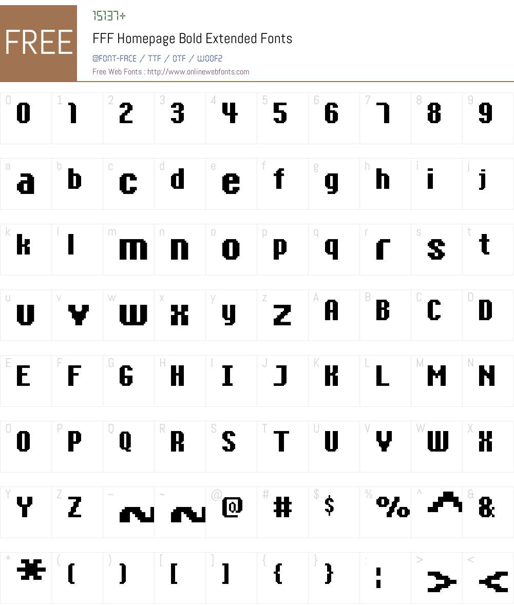 FFF Homepage Bold Extended Font Screenshots