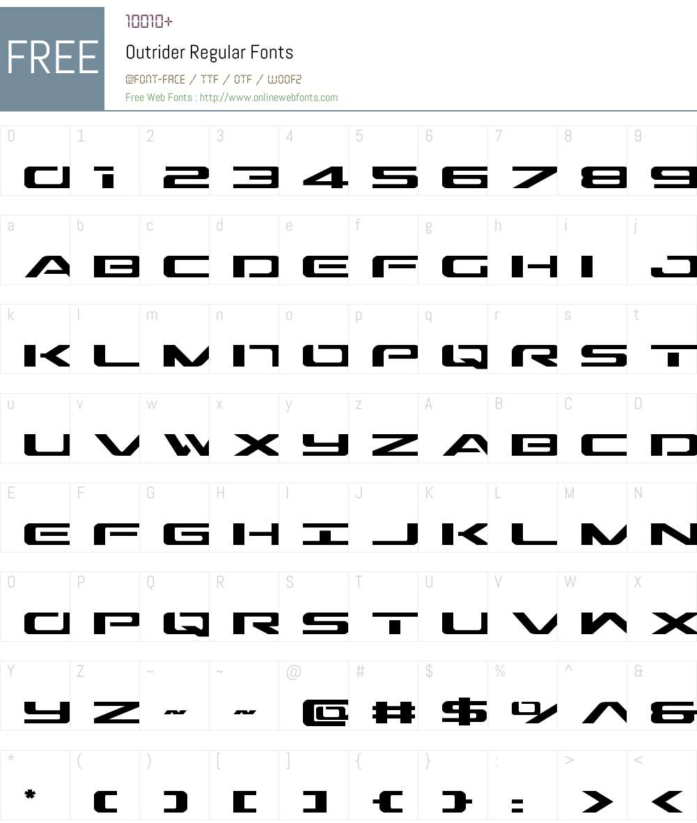 Outrider Font Screenshots