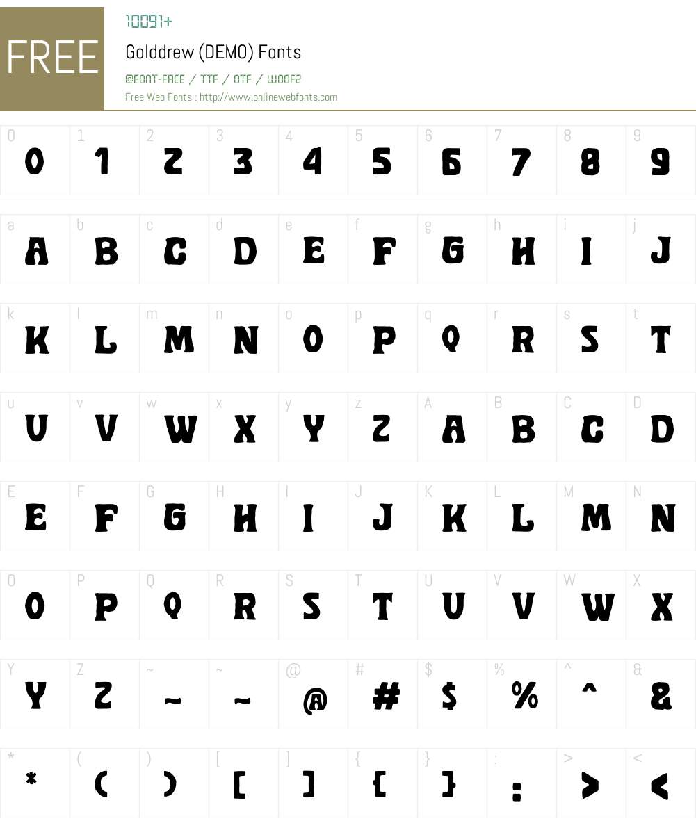 Golddrew DEMO Font Screenshots