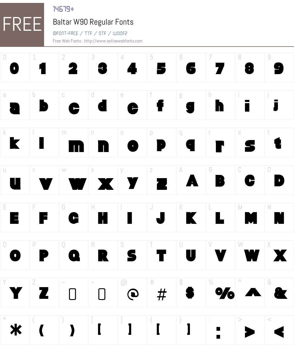 BaltarW90-Regular Font Screenshots