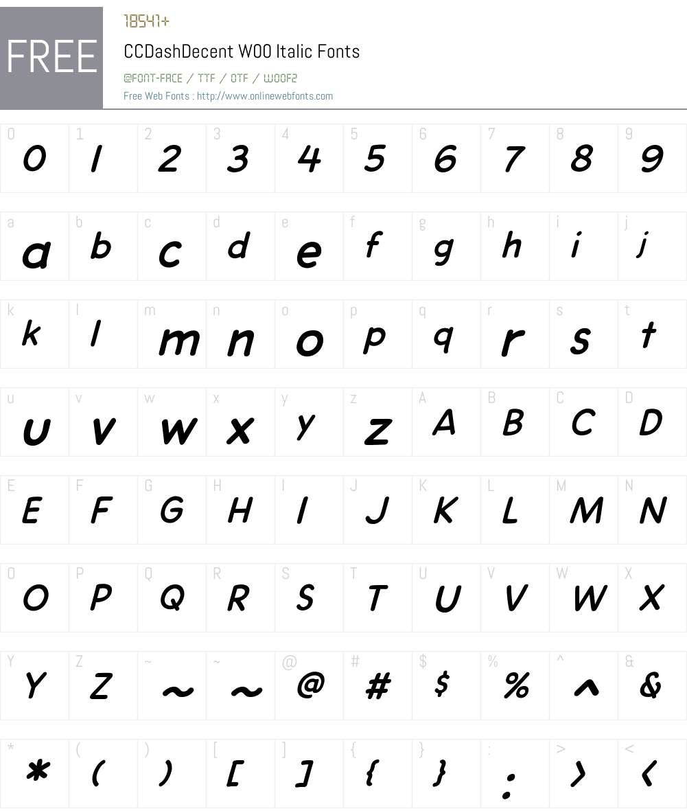 CCDashDecentW00-Italic Font Screenshots