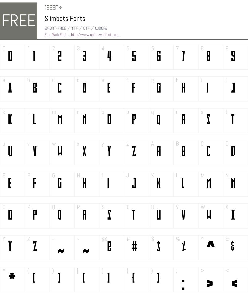 Slimbots Font Screenshots