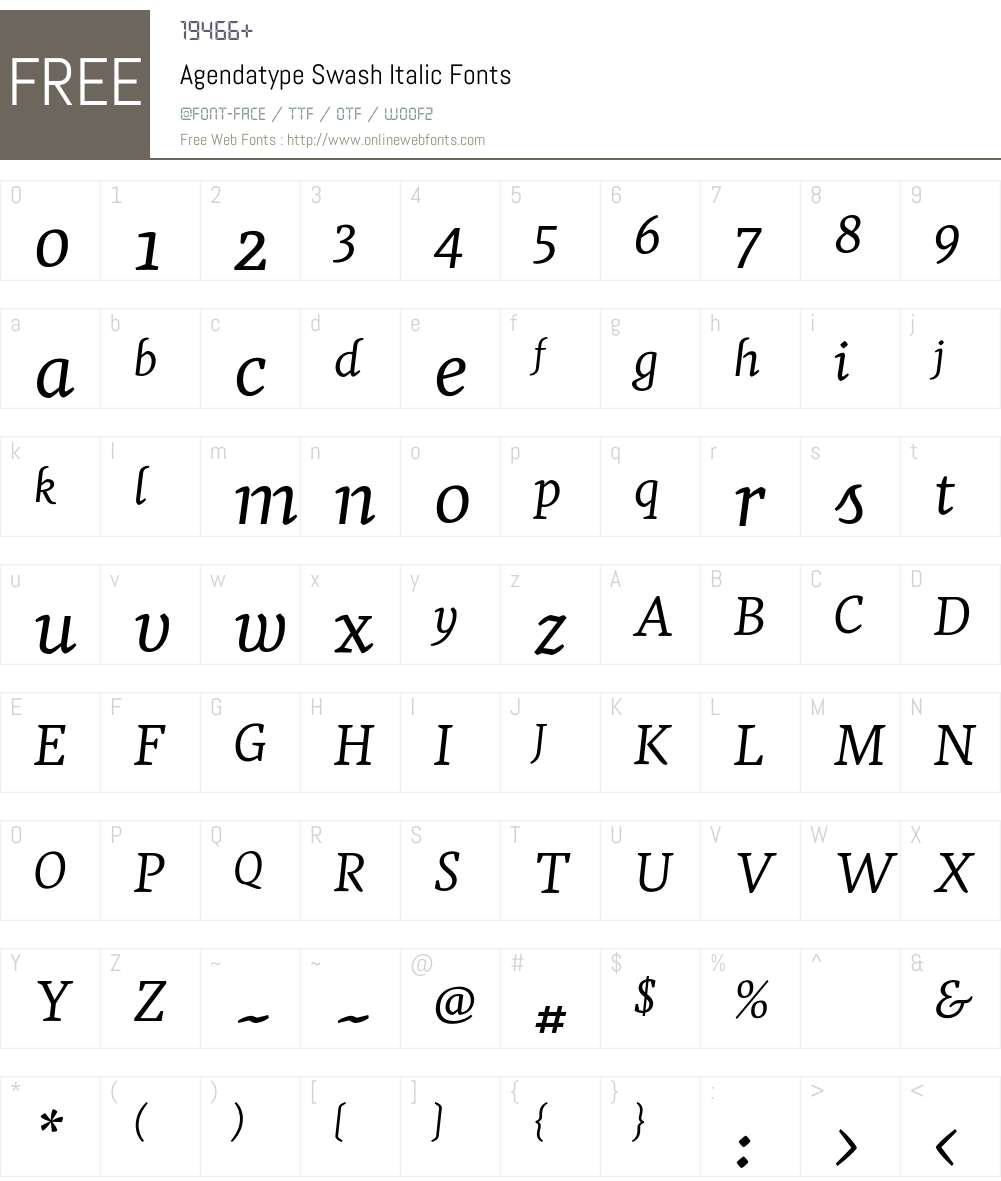 Agendatype Font Screenshots