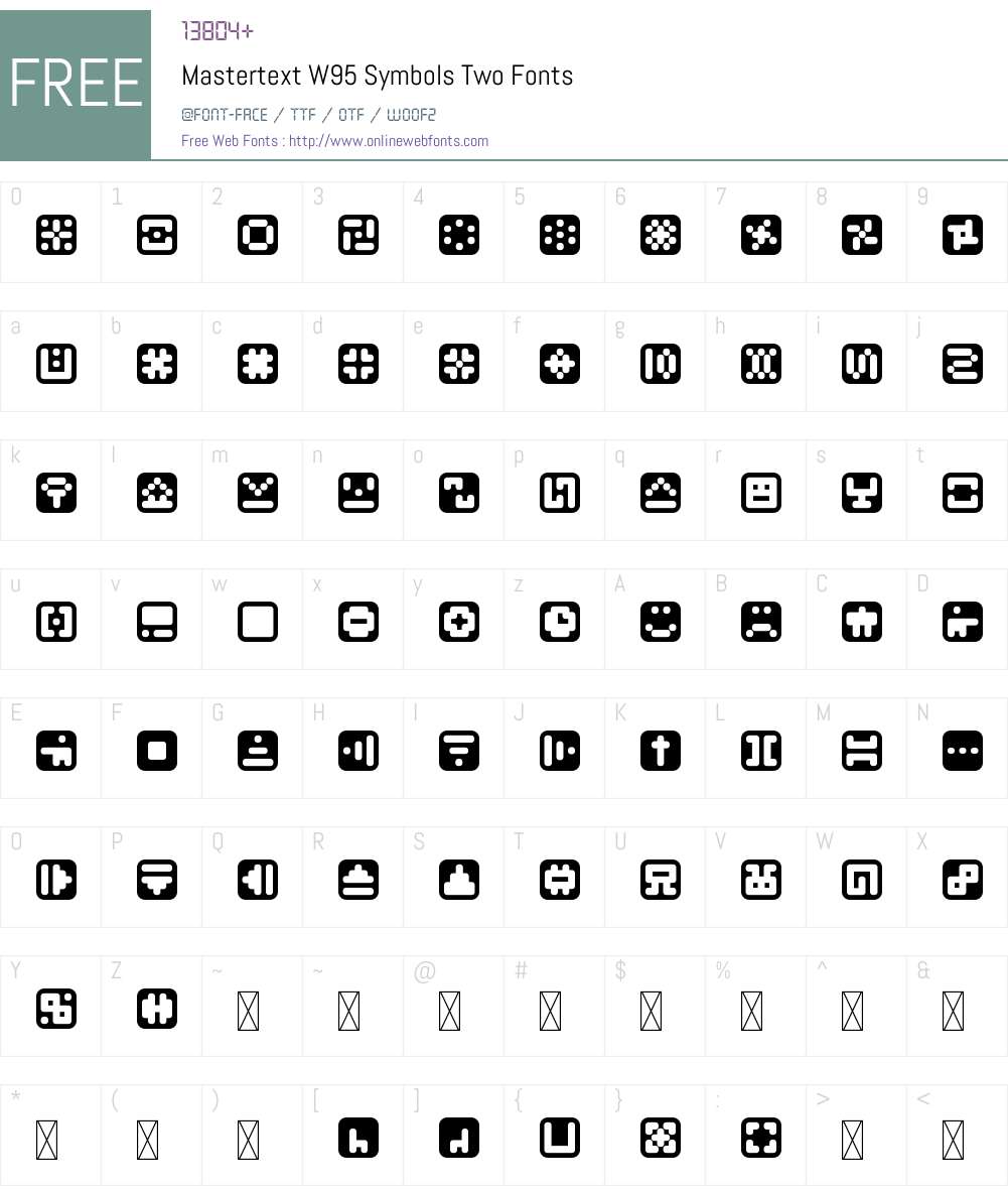 MastertextW95-SymbolsTwo Font Screenshots