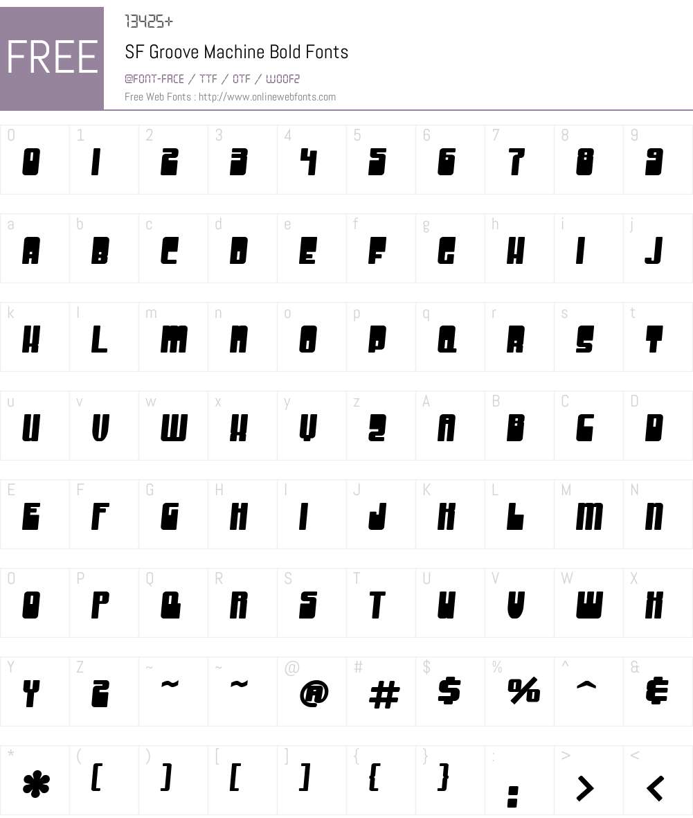 SF Groove Machine Font Screenshots