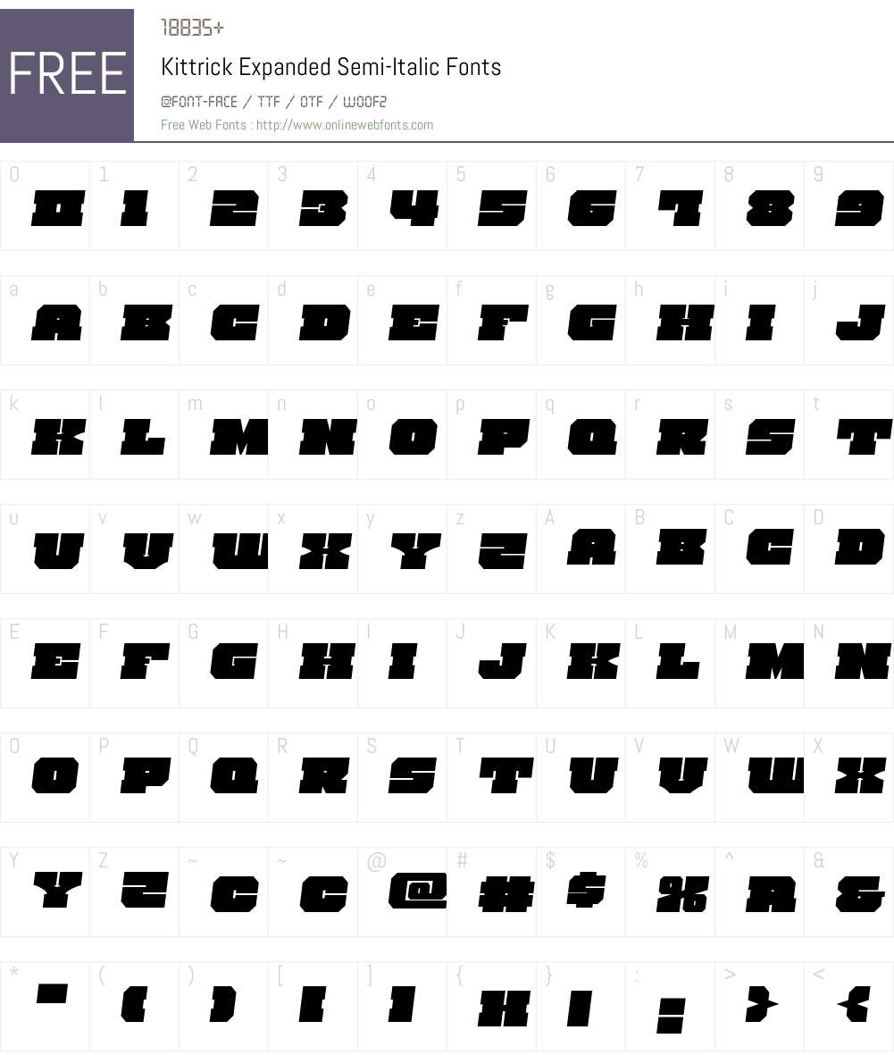 Kittrick Expanded Semi-Italic Font Screenshots