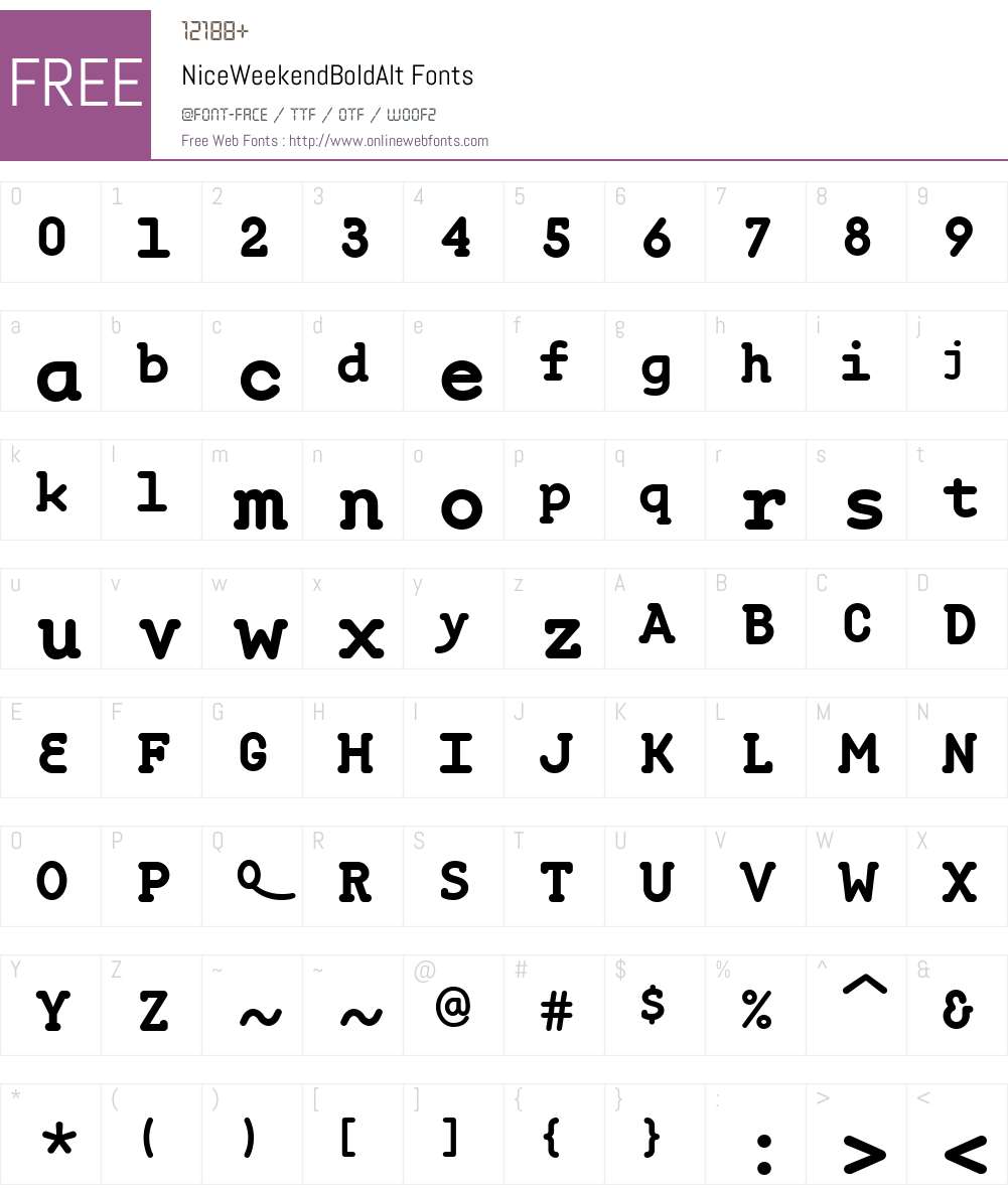NiceWeekendW00-BdAlt Font Screenshots