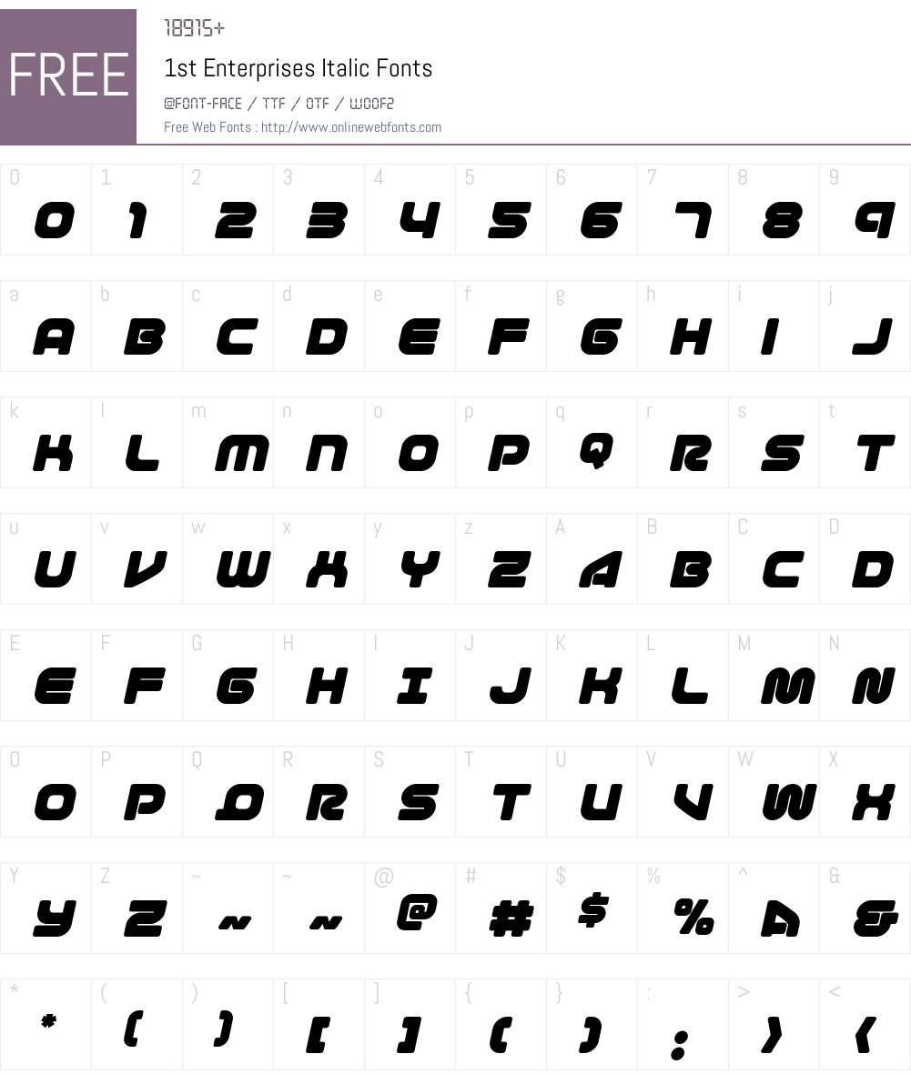 1st Enterprises Italic Font Screenshots