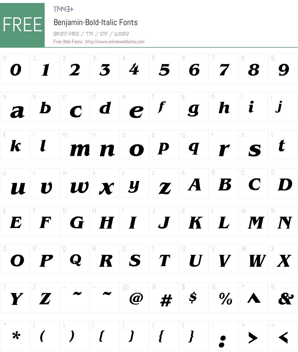 Benjamin-Bold Font Screenshots