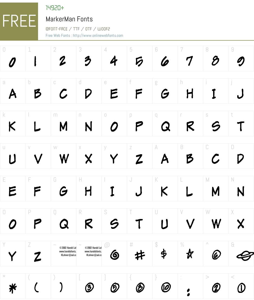 MarkerMan Font Screenshots