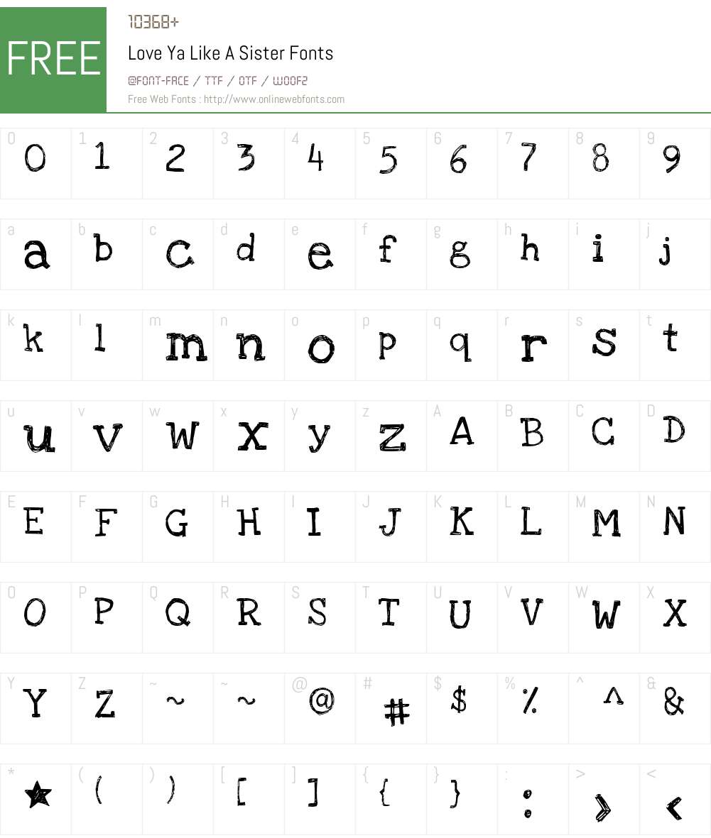 Love Ya Like A Sister Font Screenshots