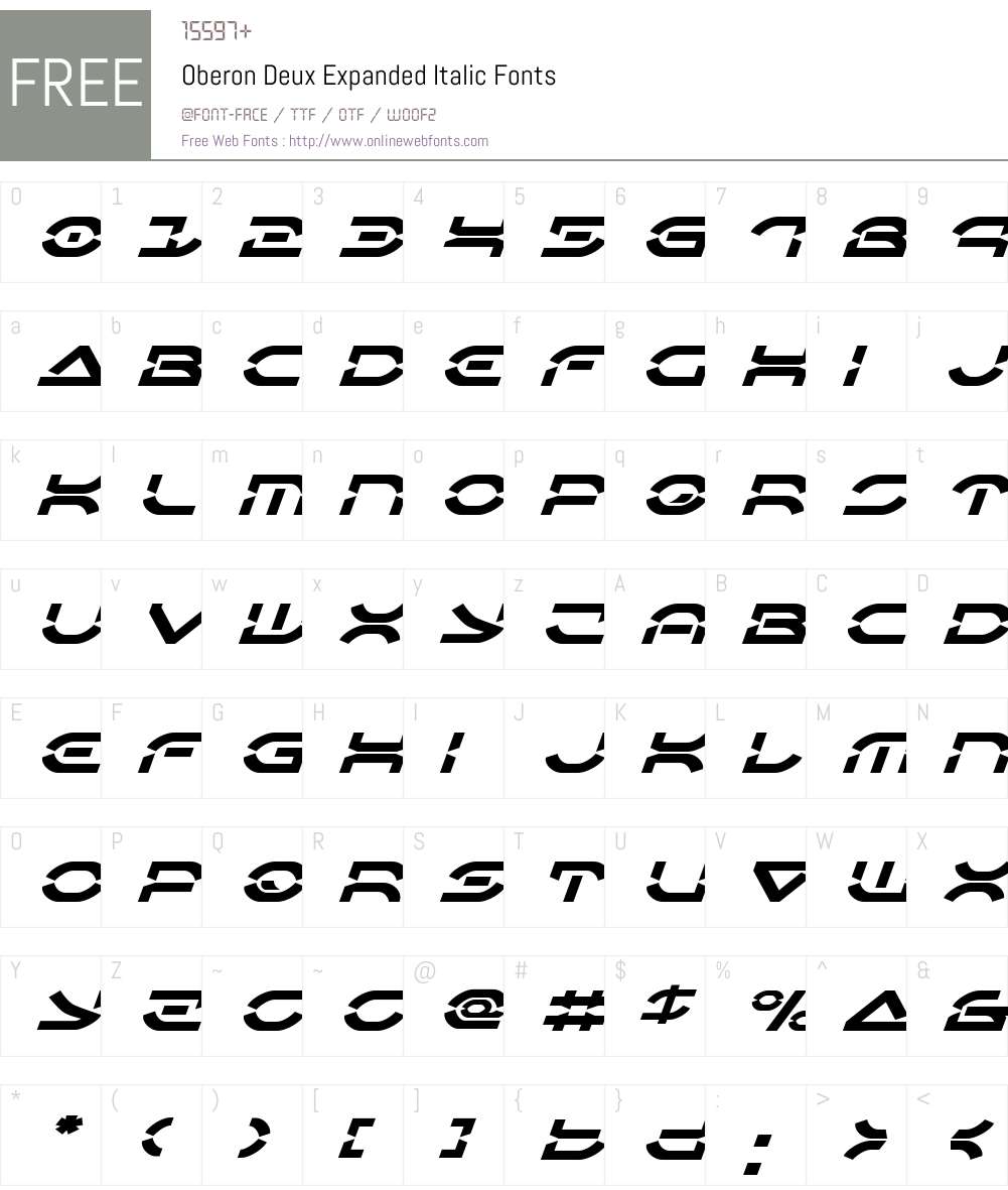 Oberon Deux Expanded Italic Font Screenshots