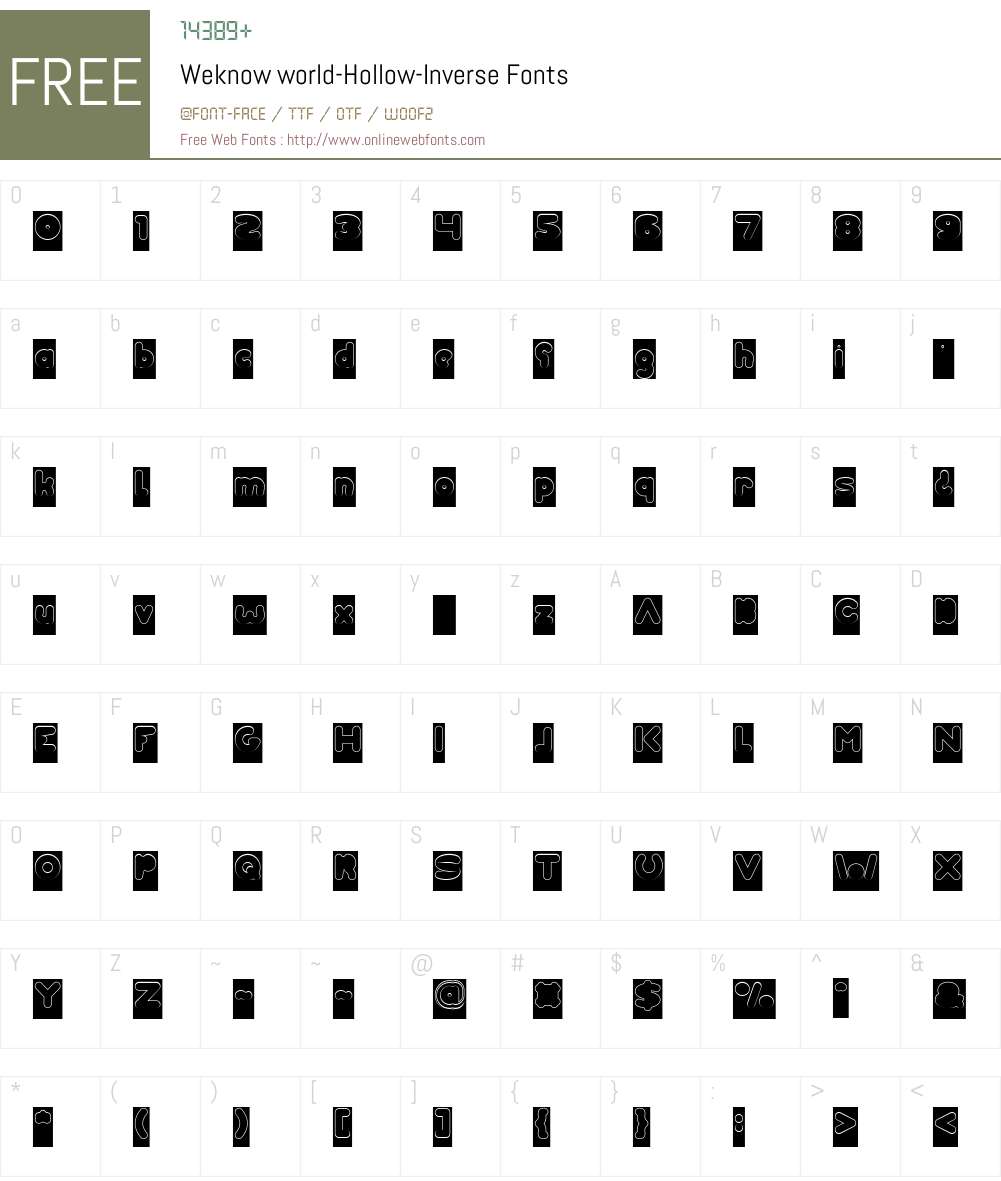 Weknow world-Hollow-Inverse Font Screenshots