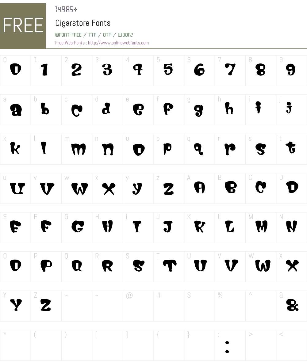 Cigarstore Font Screenshots
