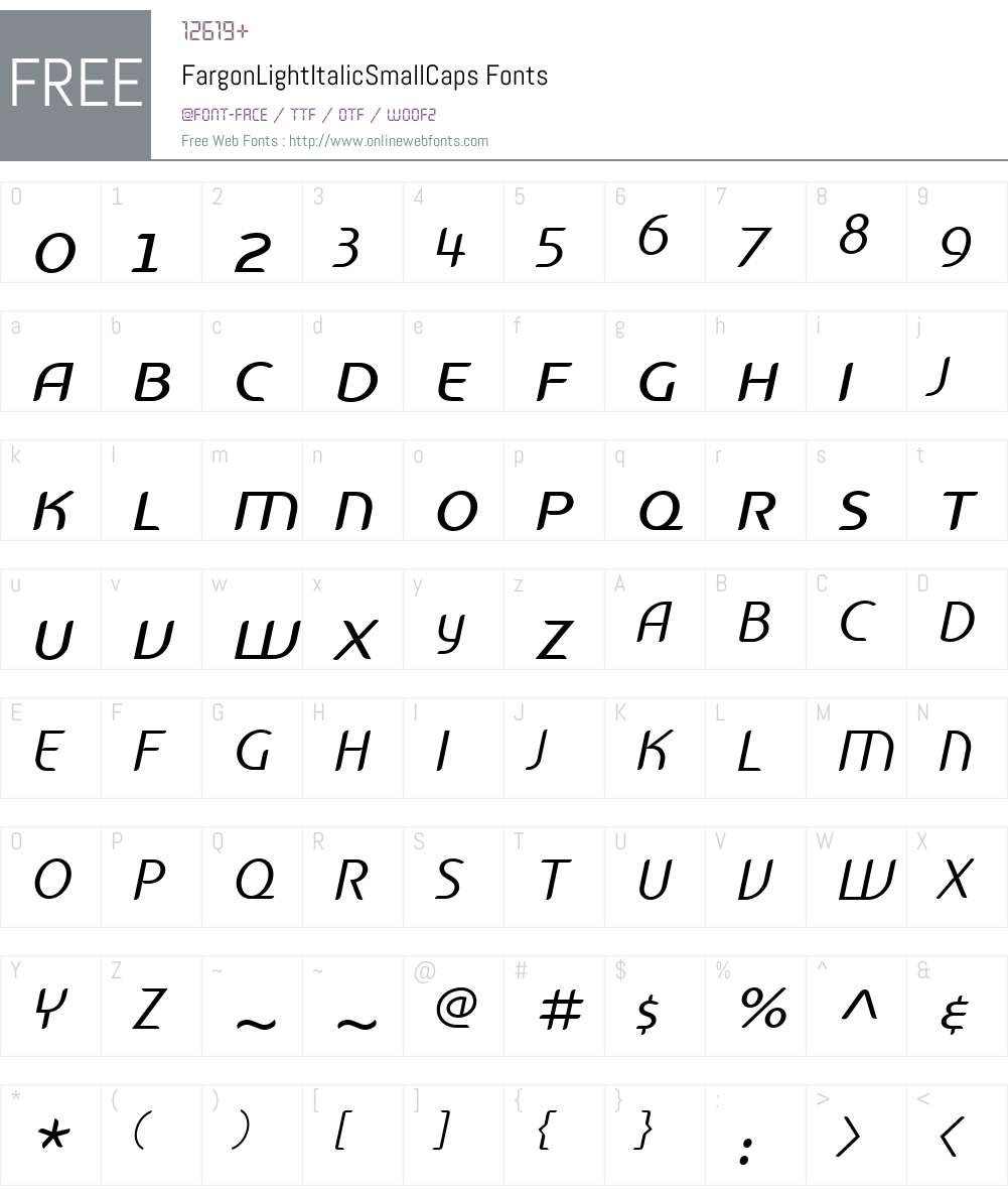 FargonW00-LightItSC Font Screenshots