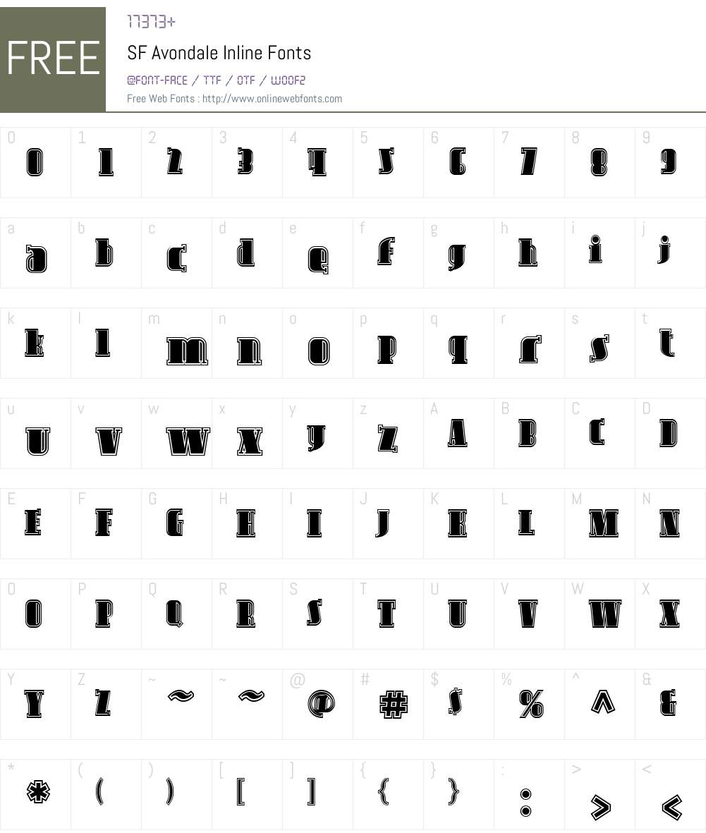 SF Avondale Inline Font Screenshots