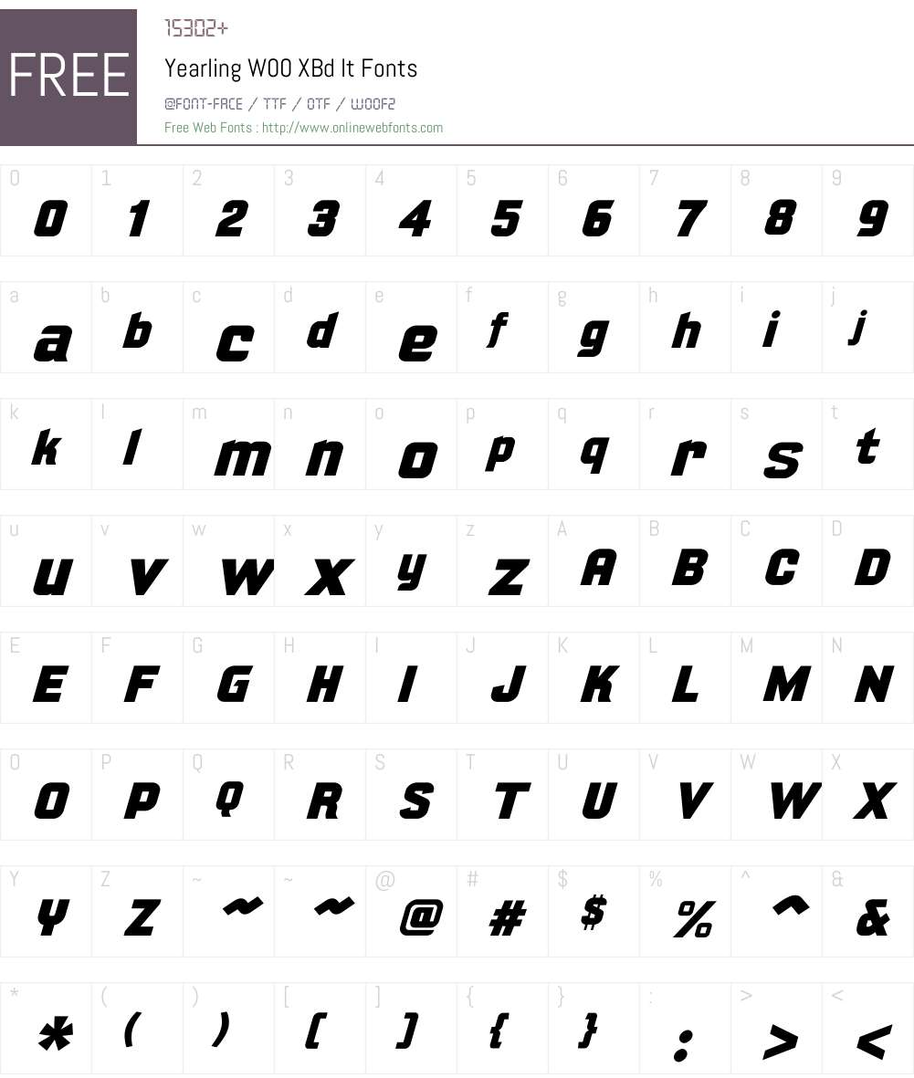 YearlingW00-XBdIt Font Screenshots