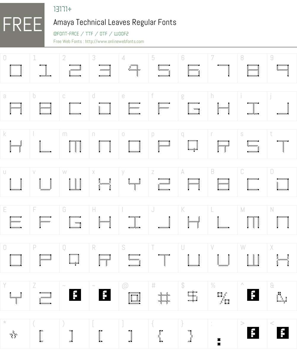 Amaya Technical Leaves Font Screenshots
