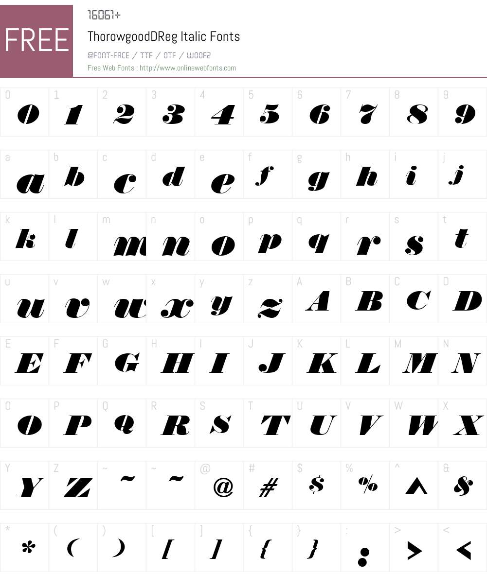 ThorowgoodDReg Font Screenshots