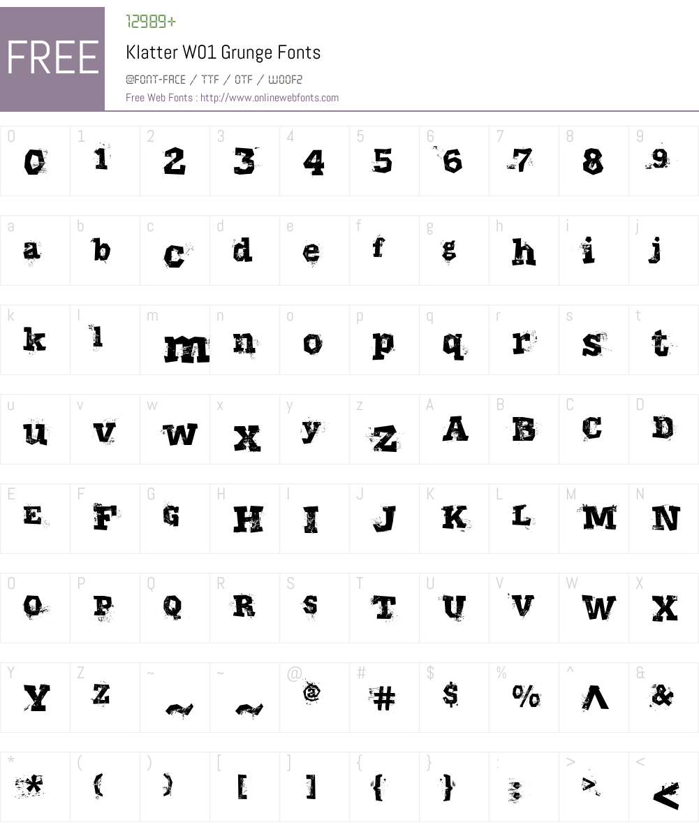 KlatterW01-Grunge Font Screenshots
