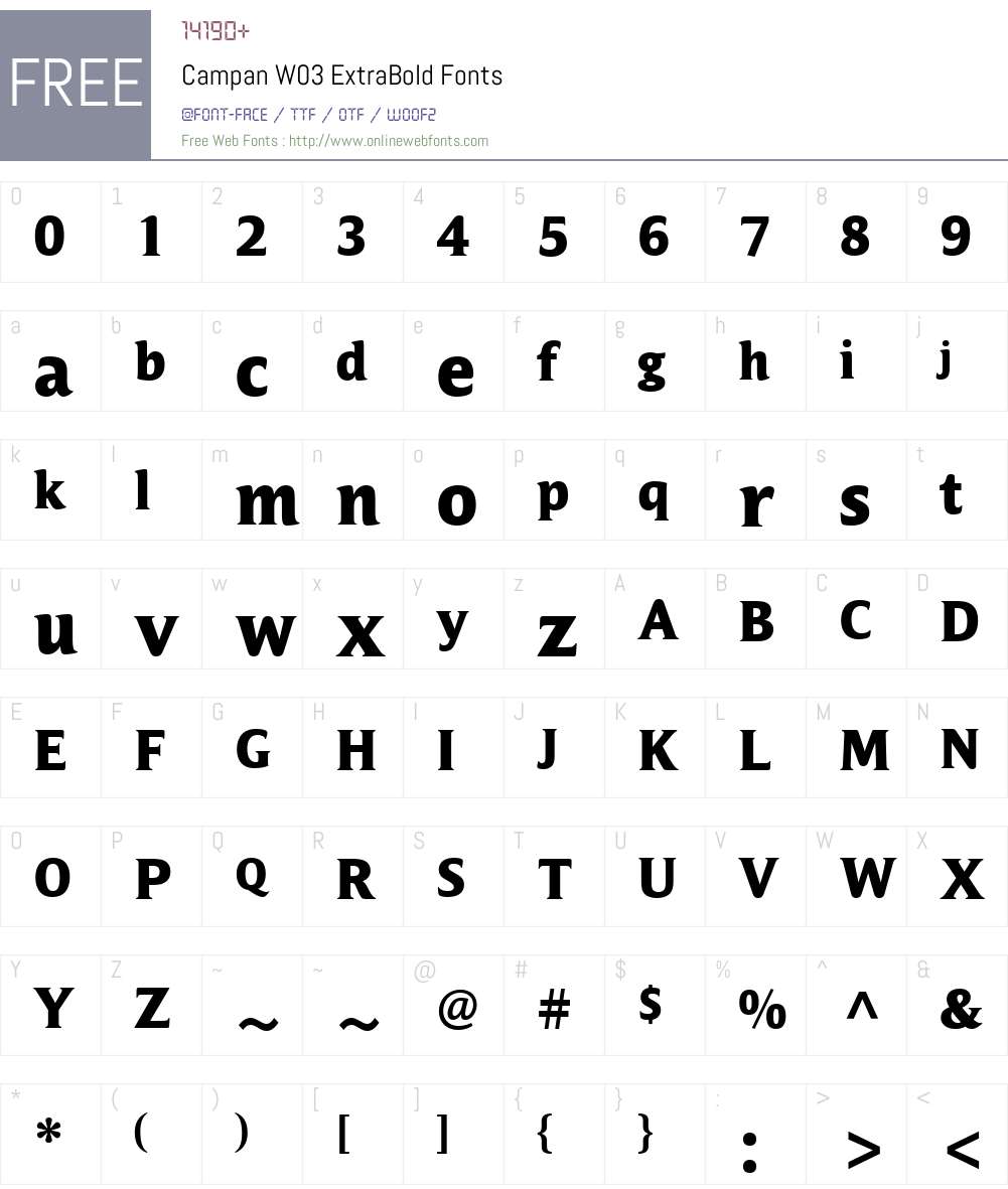 Campan Font Screenshots