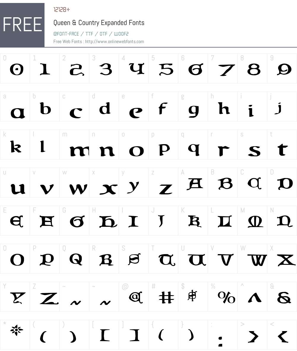 Queen & Country Expanded Font Screenshots