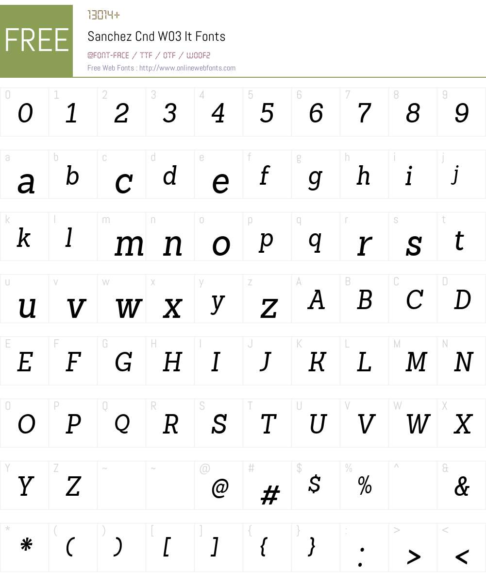 SanchezCndW03-It Font Screenshots